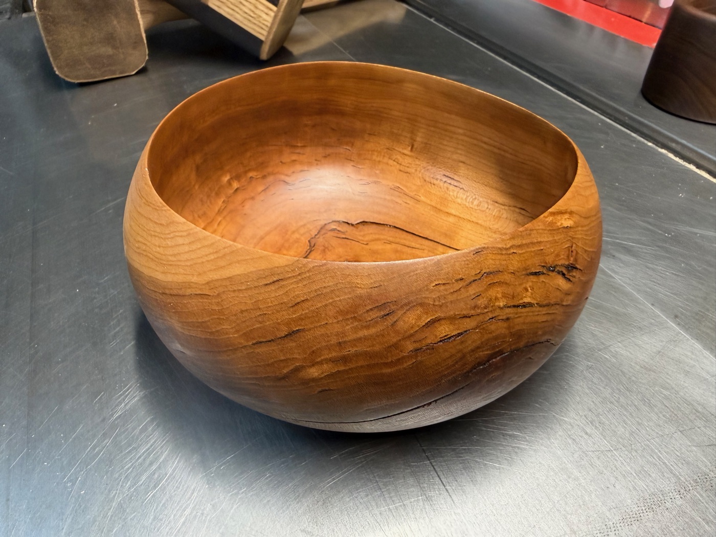 Natural-edge cherry bowl